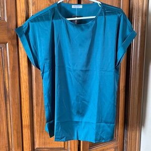 Blue satin blouse